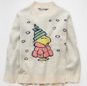 American Eagle A/E Peanuts Woodstock Graphic Oversized Sweater